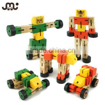 Transformable toy wooden robot