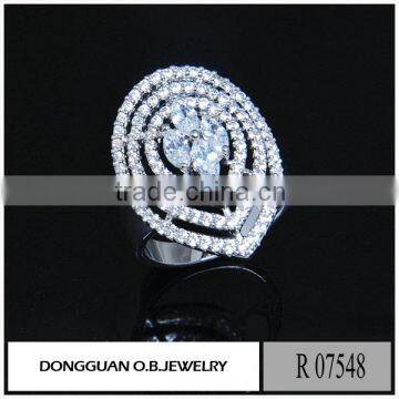 Brass metal finger ring AAA Clear zircon silver ring designs for girl