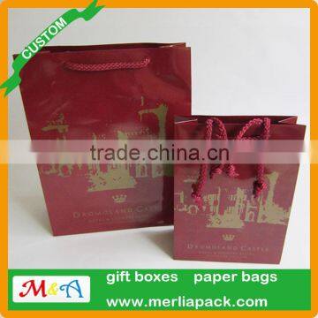 Gifts & Premiums Packaging Bags Thick Polyester Rope Handle Golden Bags