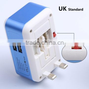 2 USB 2.1A travel adapter UK to US plug universal travel adapter all in one worldwide travel adaptor IC intelligent charging