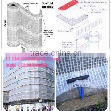 mesh waterproof pe tarpaulin with reinforced hem for construction scaffold sheet