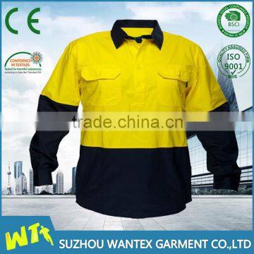 EN20471 high quality safety working t-shirt hot sale polyester-cotton long sleeves safety work shirt clothing