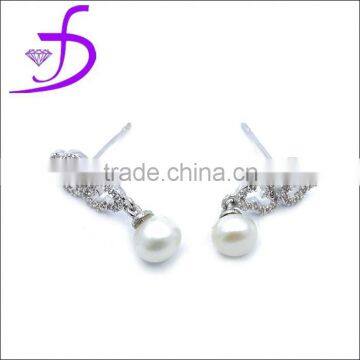 wholesale fashion jewelry 925 sterling silver pearl drop earring ear studs