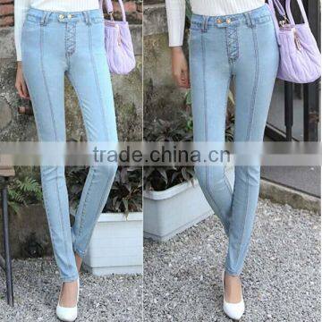 Custom latest fashion cotton blank slim skinny new model jeans for lady