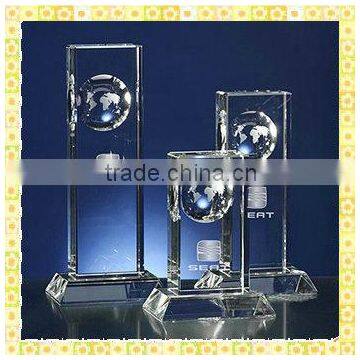 Handcrafted New Design Crystal Earth Trophies And Awards For Company Promotion Gifts