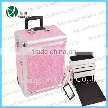 Professional rolling trolley Makeup Artist Train Cosmetic Case with Drawers