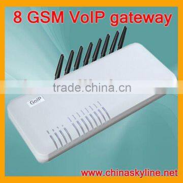 8 GSM VoIP/gsm voip gateway with H.323 and SIP,support 850MHz, 900MHz, 1800MHz, 1900MHz,did number