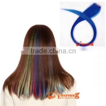 Highlight color clip in synthetic hair extensions. green,blue,pink,yellow color extensions