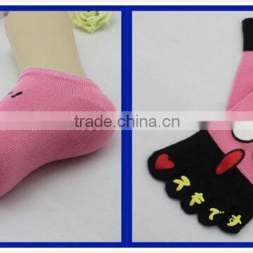 factory custom baby socks cotton wholesale pink baby face cartoon style with five toe