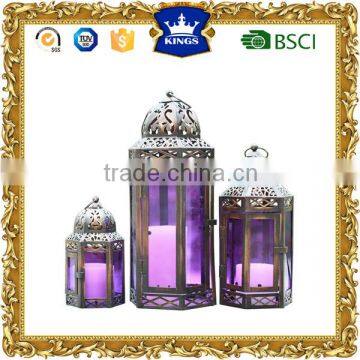 purple color glass moroccan metal lanterns