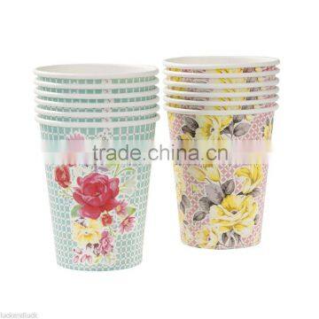 pretty vintage style floral paper party cups