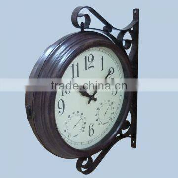 3 in 1 Outdoor Rotating Metal Double Sided Clock photo-3