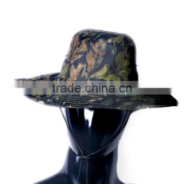 Latest design hot sale best quality leaf pattern polyester camo hunting hat