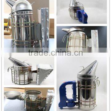 2015 high quality bee smoker for bees wholesale beekeeping tools stainless steel + leather manual bee smokers for beekeeper