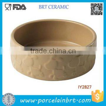 Doggy Shape Embossed Ceramic Pet Bowl