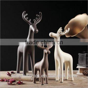 Set of 3 lovely decorative ceramic porcelain deer figurines