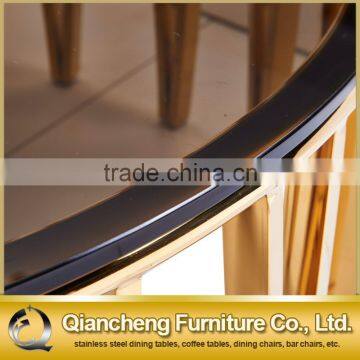 Fancy Black Glass Champagne Gold Coffee Table for Hotel photo-3