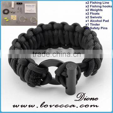 Camping /outdoor 350/550 Cord Firestarter Survival Flint Bracelet With Fishing Tool, Firebar photo-2