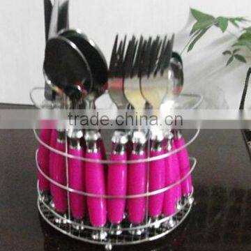 plastic handle 24pcs cutlery set in PVC box and low price