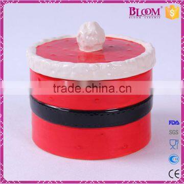 Round Shaped Ceramic Christmas Candy Jar With Lid photo-3