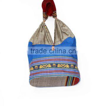 Embroidery shoulder bag, mini brocade fabric bags, ethnic handicraft souvenirs from Vietnam