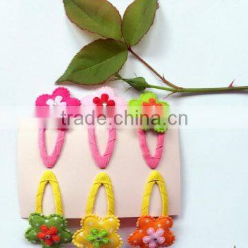 Best Selling Products Cute Colorful Spring Flower Pattern Polyester Barrette Wool Felt Snap Clip on Hair for Baby Girls Gifts photo-2