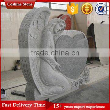 G603 Grey Angel Heart Headstone Monument Tombstone photo-2