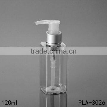 2017 Hot New Products Cosmetik Packaging Clear Empty 120ml Plastic Pet Square Bottle Pump Wholesale photo-3