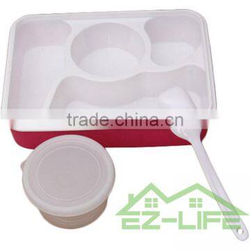 Multifunctional BPA Free Plastic Bento Lunch Box 4 Compartments for Adults With Soup Bowl