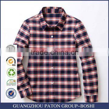 New Design Spring Middle Classic School Uniform Plaid Shirt
