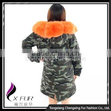 CX-G-P-03B Women Fashion Fur Jacket With Fur Inside Fur Collar Parka photo-4