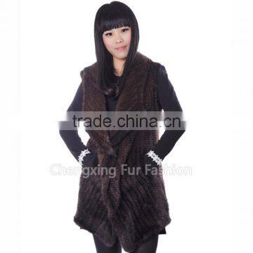 CX-G-B-220E Knit Real Mink Fashion Fur Fashion Fur Vests For Women photo-3