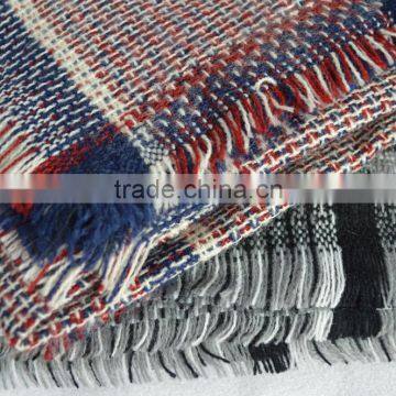 New Arrival Square Wholesale Factory Europe Lady Plaid Checked Pashmina Shawl 100%acrylic photo-4