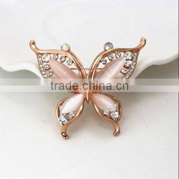 korean style metal cat eye butterfly brooch handmade rhinestone butterfly brooch for women gifts 2016