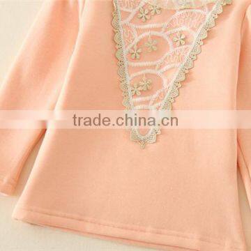 2015 New Design Girls T-shirts With Lace Design Sweet Girl T-shirt With Plush in Side photo-6