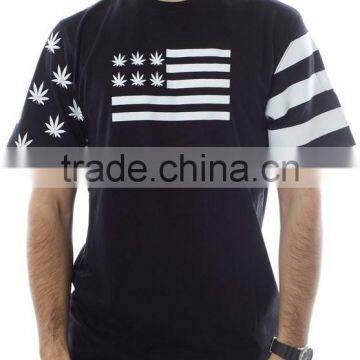 American Flag Printed T Shirt for Men Black Cotton Short Sleeve Longline T-Shirt OEM USA Flag Tee