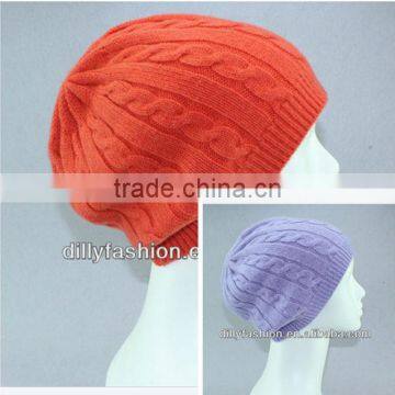 stylish wholesale knitted cable wool cashmere beanie hat