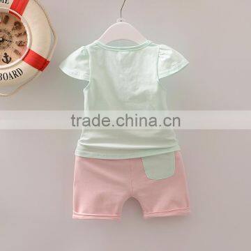 Soft Cotton Children Clothing Set Cute Cat Banner Top Clothes Match Cat Ears Shorts photo-4