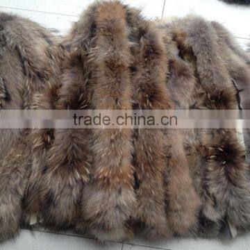 BBG-H-5 High Quality Detachable Real Raccoon Fur Collar / Raccoon Fur Trim for Hood photo-3