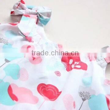 2016 New Print Design Flower Ruffles Baby Girls Dresses photo-4