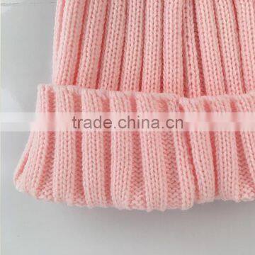 Myfur Baby Pink Removable Real Dyed Raccoon Fur Pom Poms Crochet Hat