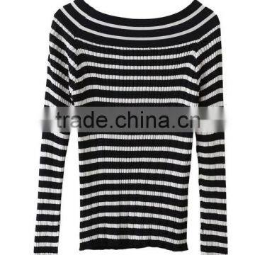 EY0875S New Design 2016 Women Boat Neck Stripe Pullover Sweaters photo-2