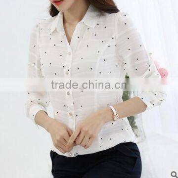 custom wholesale ladies blouse patterns women cotton formal business blouse with dot