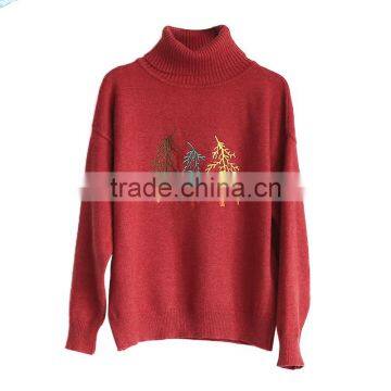 2017 NEW design christmas sweater christmas tree Embroidery turtleneck Customized sweater