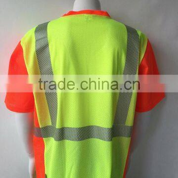 Polyester Mens Mesh V-neck ANSI 107 Manufacturer Warning T-shirt photo-2