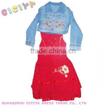 Fashion girl summer dress with jeans set