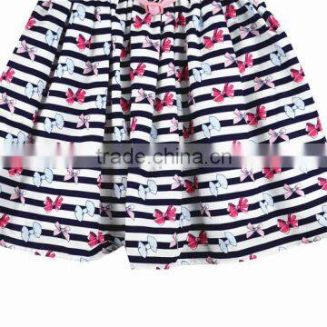 New Classic Stripes Muti-layers Summer Latest Fashion Dresses With Bow Print