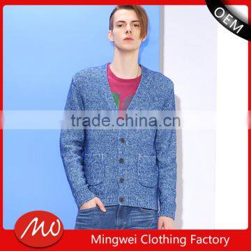 Hot 2017 fashionable best price long sleeve blue sweater men for wholesale