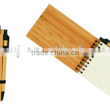 Wooden cover spiral notebook 70grams 70sheets 9*14cm with elasticity with recycle paper pen