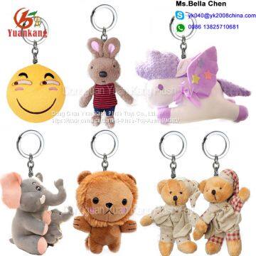 Custom Animal Key Chain Owl Shark Monkey Rabbit Koala Unicorn Elephant Bunny Emoji Teddy Bear Lion Plush Keychain